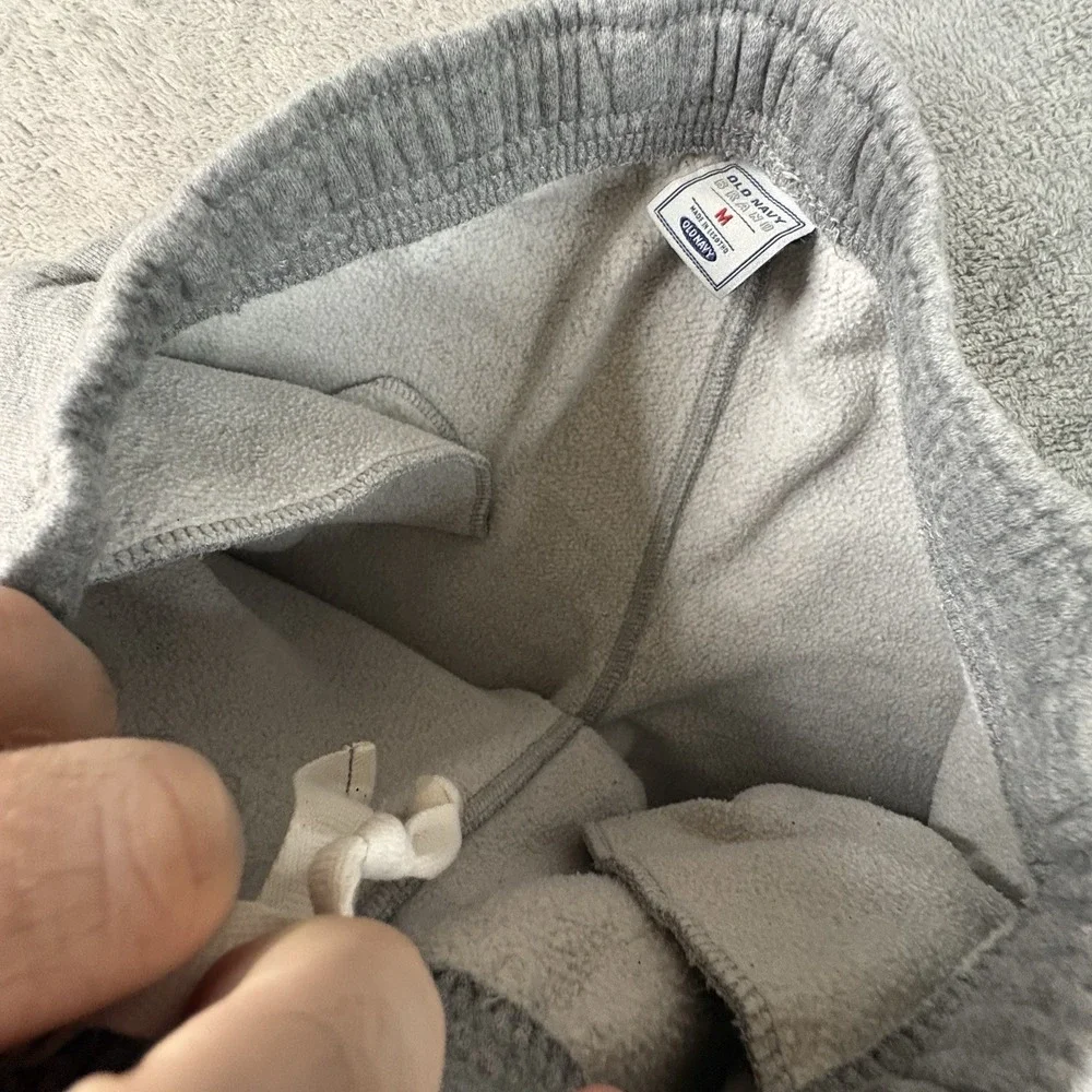 VTG Y2K Old Navy Boys M (25.5x21.5) Gray Fleece Sweatpants Joggers Elastic Waist